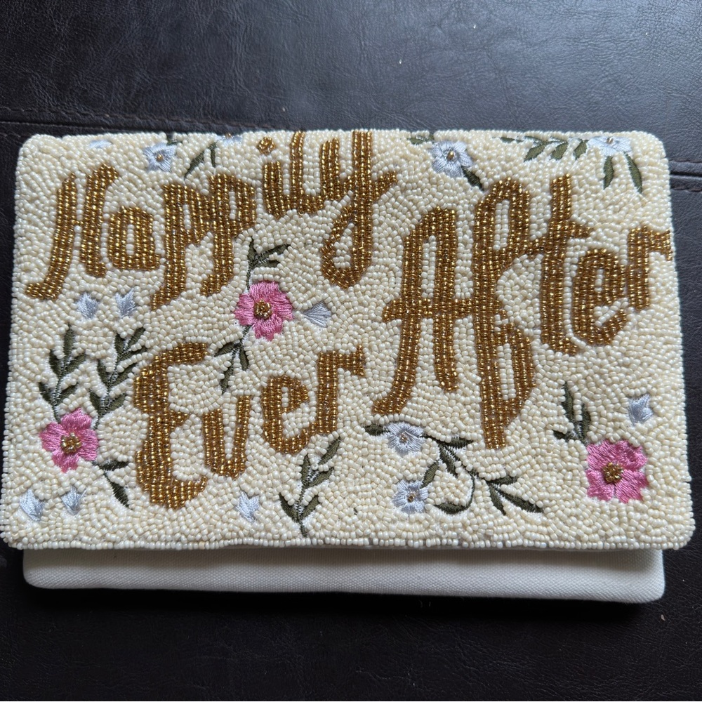“Happily Ever After” beaded bridal clutch